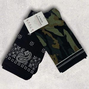 NWT Paisley Print Bandanas Set of Two Nordstrom Capelli NY Camouflage Dot 21"